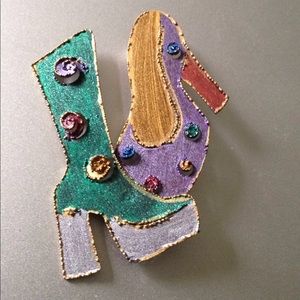 Cool copper enamel boot pin